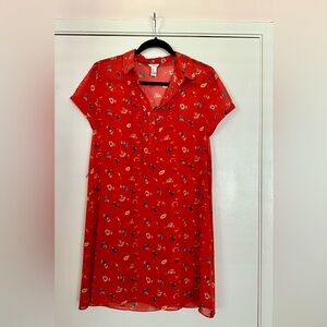 H&M Red Floral Mini Dress